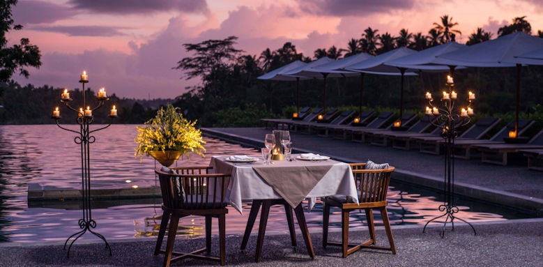 Alila Ubud, sunset dining