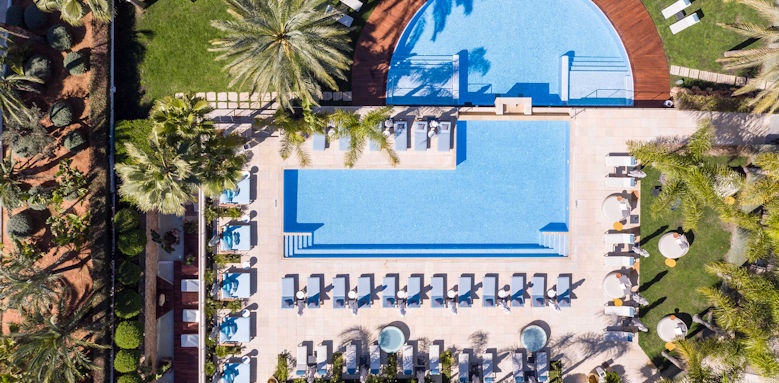 Aguas de Ibiza, pool drone view